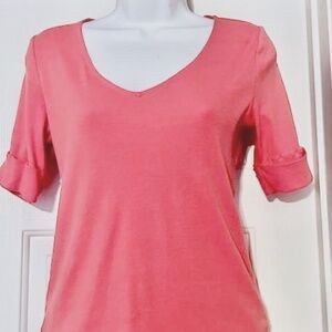 Ralph Lauren Coral Pink Short Sleeve Blouse Sz S